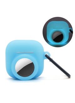 2024 Apple Airpods4 Headset Protective Cover Airpods4/Airtag 2-in -1 Silicone Protection-Color:Luminous Blue-Applicable Models:Airpods4/airtag Two-in-one Protective Case