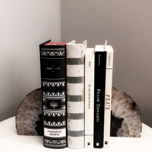JIC Gem Black Agate Bookend(s) Bookends for Shelves to Hold Books geode bookends with Rubber Bumpers for Office and Home Decoration(1 Pair 2 to 3 Lbs) - Image 4