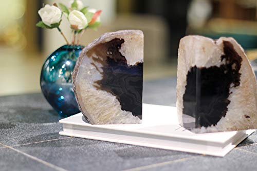 JIC Gem Black Agate Bookend(s) Bookends for Shelves to Hold Books geode bookends with Rubber Bumpers for Office and Home Decoration(1 Pair 2 to 3 Lbs) - Image 5