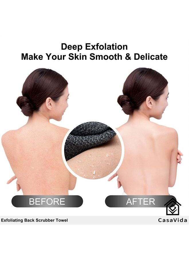 CASAVIDA Back Scrubber for Shower Nylon Bath Towel Shower Back Washer Exfoliating Washcloth Rear Scrub Japanese Stretchable Pull Back Strap Wash Cloth Scrubber Exfoliating Scrub Washcloth 2 Pack by CasaVida - Image 3
