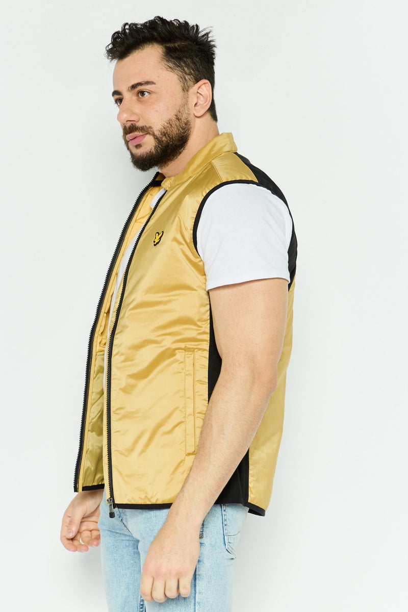 Lyle & Scott Men Brand Logo Vest Jackets, Tan - Image 3