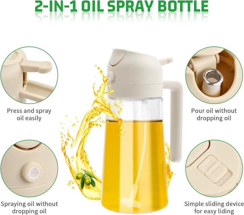 Emergity Oil Dispenser Bottle Oil Spray Bottle for Cooking Oil Sprayer for Air Fryer Oil and Vinegar Pourer and sprayer bottle Kitchen Oil Bottle 500ml Multicolor - Image 2