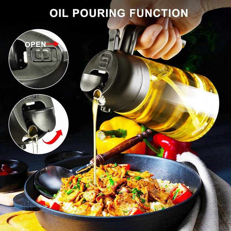 Emergity Oil Dispenser Bottle Oil Spray Bottle for Cooking Oil Sprayer for Air Fryer Oil and Vinegar Pourer and sprayer bottle Kitchen Oil Bottle 500ml Multicolor - Image 3