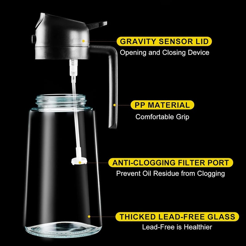 Emergity Oil Dispenser Bottle Oil Spray Bottle for Cooking Oil Sprayer for Air Fryer Oil and Vinegar Pourer and sprayer bottle Kitchen Oil Bottle 500ml Multicolor - Image 5