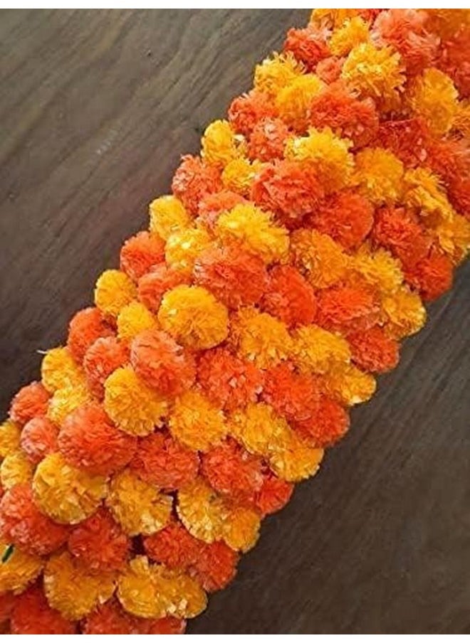 ESPLANADE ESPLANADE Artificial Marigold Flower Garlands for Home Decor - Pack of 5 Strings - Mango Orange Colour - 4 to 4.5 Feet Length  - Image 4