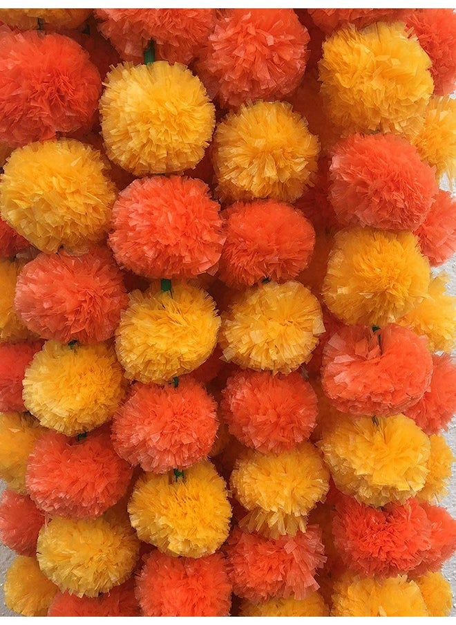 ESPLANADE ESPLANADE Artificial Marigold Flower Garlands for Home Decor - Pack of 5 Strings - Mango Orange Colour - 4 to 4.5 Feet Length  - Image 1