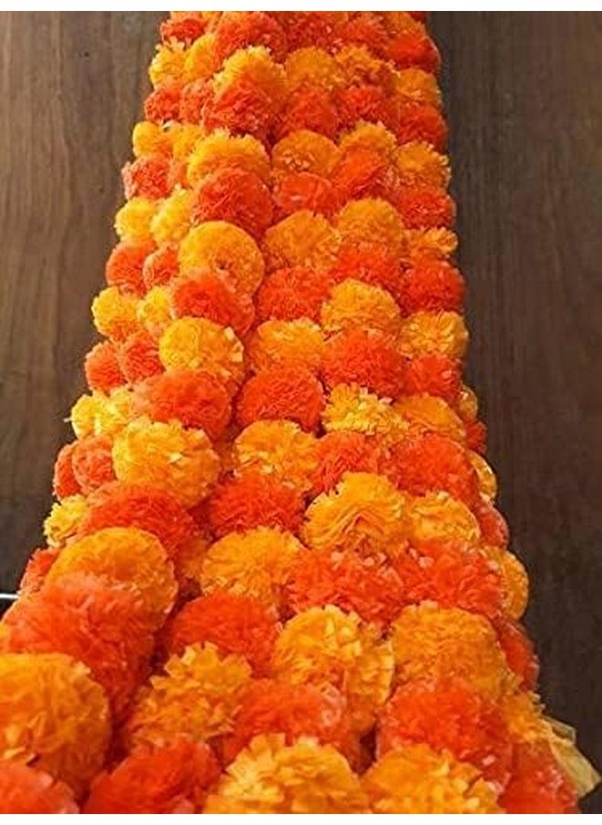 ESPLANADE ESPLANADE Artificial Marigold Flower Garlands for Home Decor - Pack of 5 Strings - Mango Orange Colour - 4 to 4.5 Feet Length  - Image 3