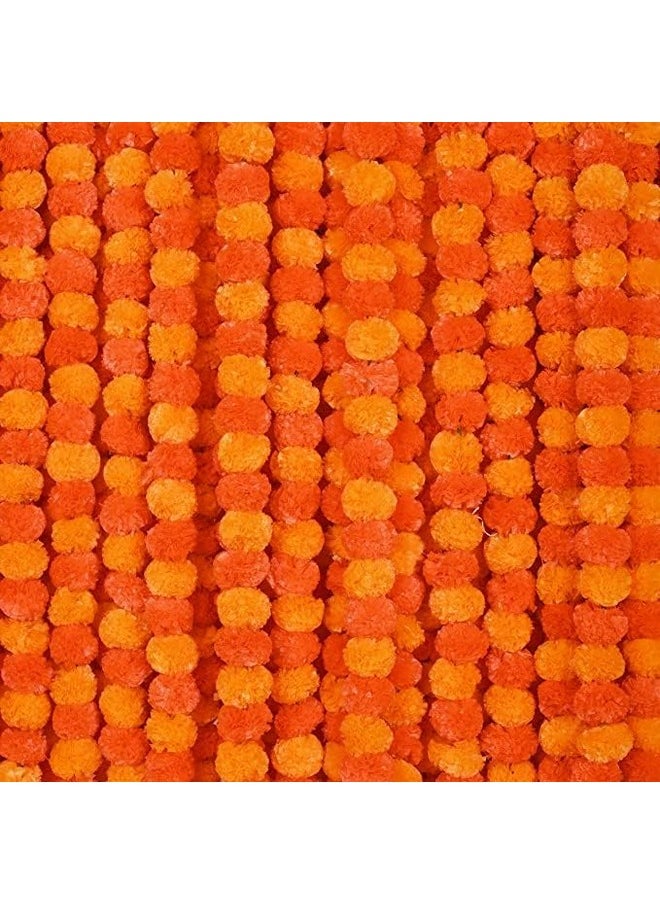 ESPLANADE ESPLANADE Artificial Marigold Flower Garlands for Home Decor - Pack of 5 Strings - Mango Orange Colour - 4 to 4.5 Feet Length  - Image 2