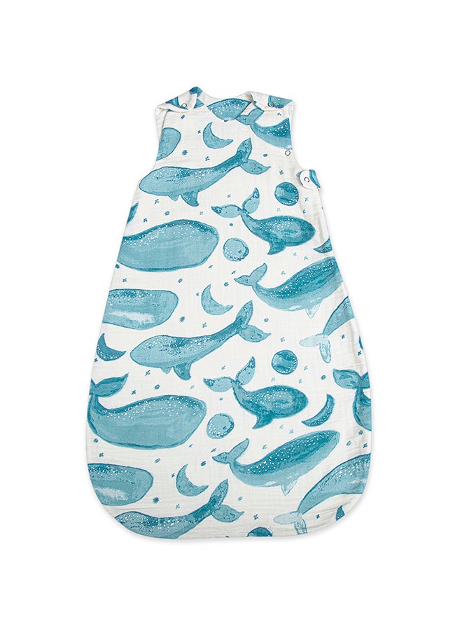 Crane BABY Caspian Wearable Blanket 0 - 9 Months , Muslin Whale Print  - Image 1