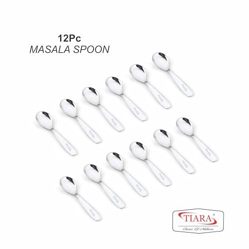 TIARA 12Pc Masala Spoon Heavy Guage Stainless Steel Small Spoon Mini Spoon for Masala Containers Spoon Set for Home/Kitchen Length 8cm (12Pc) - Image 2