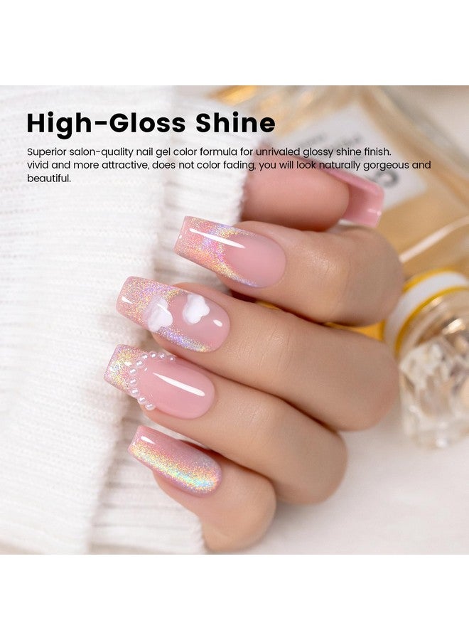 RARJSM Holographic Rainbow Cat Eye Gel Nail Polish with Magnet Stick Clear Silver Iridescent Glitter Sparkle 9D Cat Eye Gel Polish Soak off UV LED Curing Requires Soak Off Home Salon Diy Nail Art - Image 3