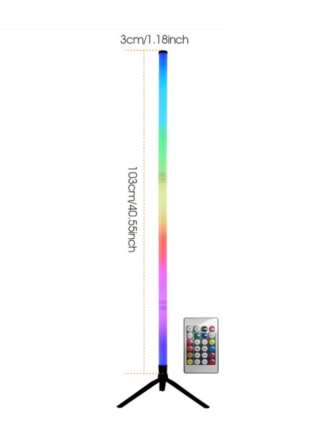 Colorful RGB Floor Light Bar 120cm Remote Control Sound-Activated Ambient Light Suitable for Bedroom Living Room Corner Live Streaming Gaming Room with Colorful Lighting Ideal for Leisure and Entertainment Venues