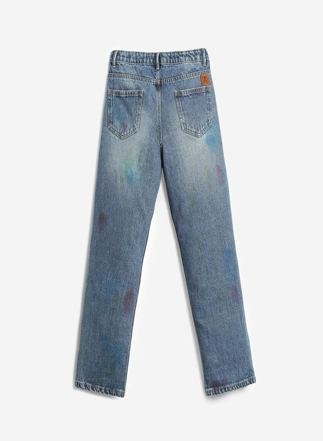 LILPICKS Girls Tye and Dye Denim Jeans Medium Blue - Image 2