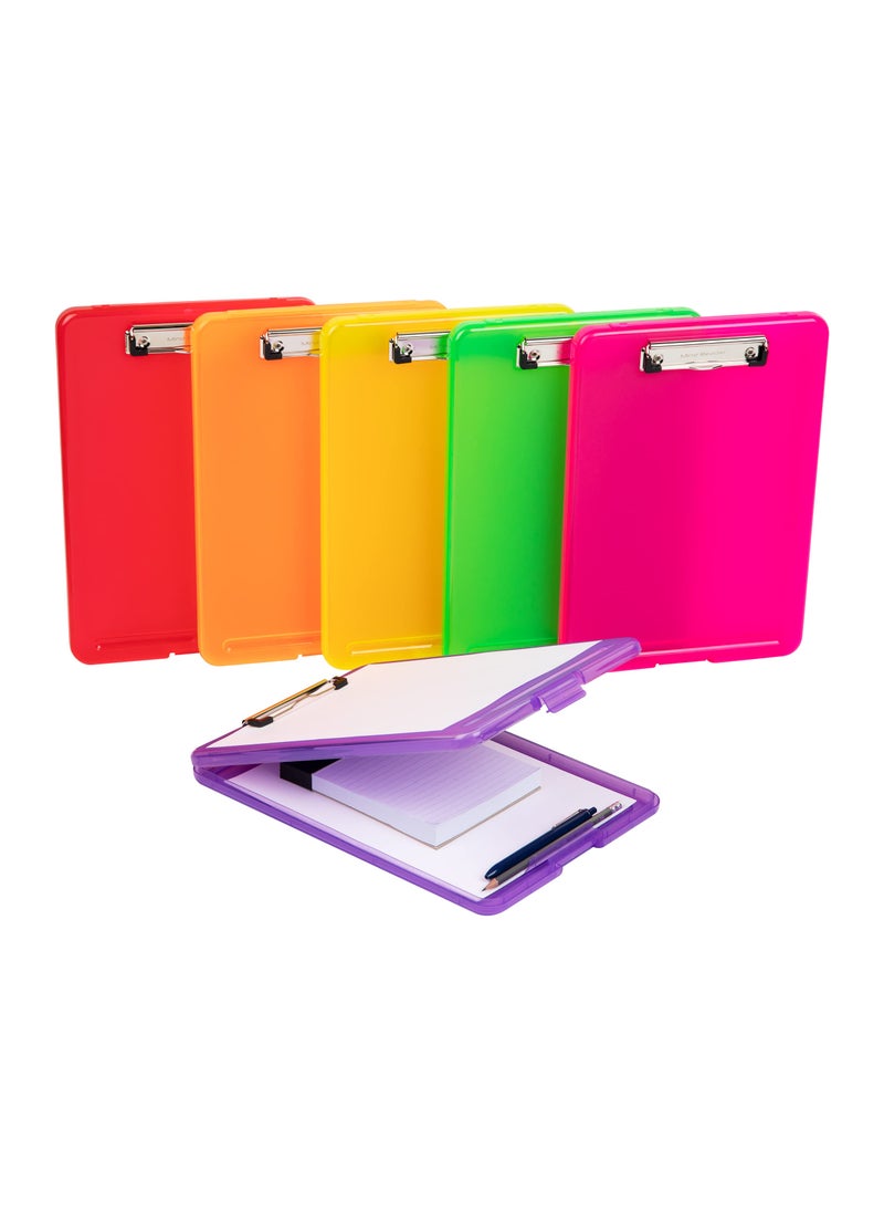 Mind Reader Mind Reader Clipboard with Storage Teacher Nursing Clipboard Plastic 925L x 1325W x 1H Set of 6 Assorted Colors 