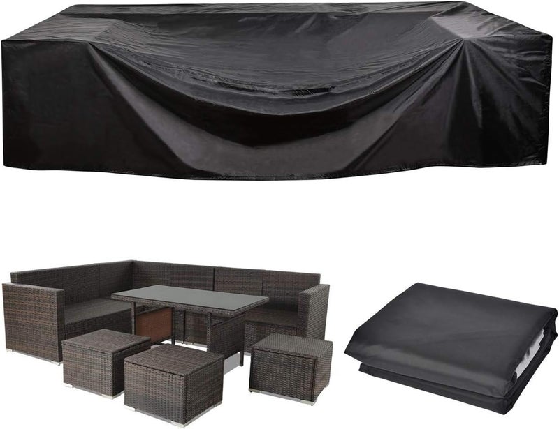 DD TK Outdoor Patio Furniture Covers 210D Oxford Polyester Black Large Size Rectangular Sectional Furniture Set Covers Fits Sofa Cover Waterproof,Anti-UV (242 * 162 * 100CM) - Image 1
