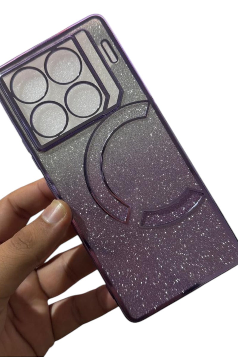 Zaboon For Infinix GT 20 Pro Plated Gradient Glitter Butterfly Holder TPU Phone Case(Purple)  - Image 1