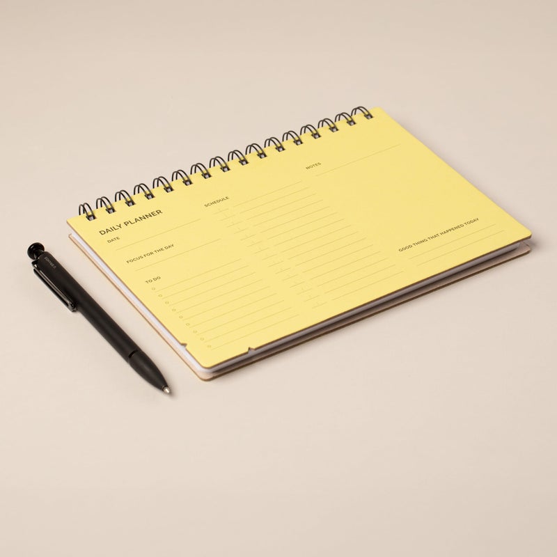 Two Tumbleweeds Undated Daily Planner Notebook â€“ Spiral Bound A5 (5.75" x 8.5"), 60 Pages, Yellow Cover | Simple Organizer for Work, School & Personal Goals - Image 2