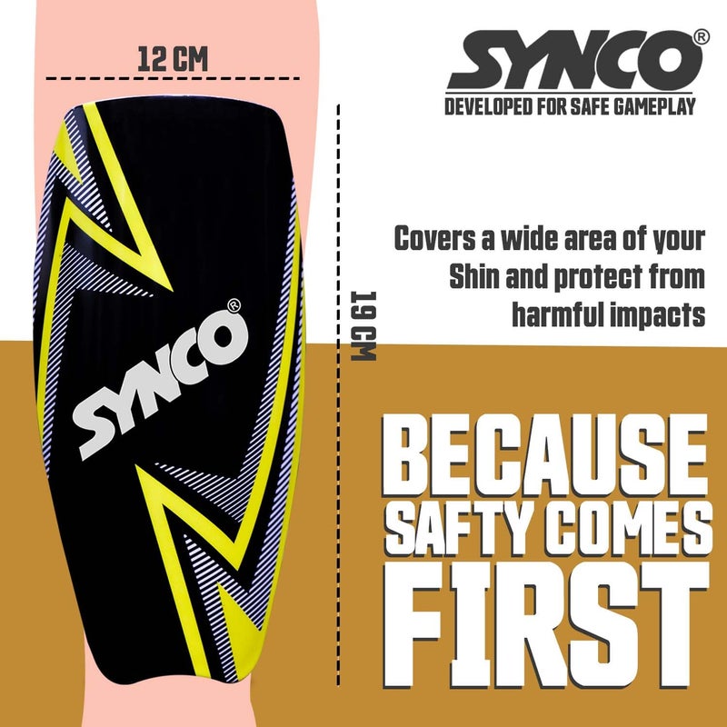 synco Bolt Shin Guard with Sleeve | Premium and Durable | Medium Size | Comfortable Lycra Fabric Compression - Image 5