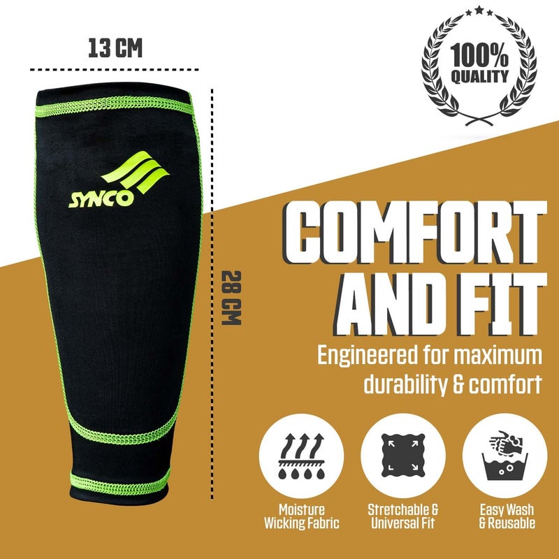 synco Bolt Shin Guard with Sleeve | Premium and Durable | Medium Size | Comfortable Lycra Fabric Compression - Image 4