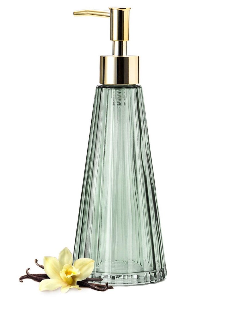 NIBEMINENT Vintage Elegant Glass Soap Dispenser Liquid Sanitizer Shampoo Bottle with Pump, Rustic Farmhouse Decor Crystal Hand for Kitchen Sink Bathroom Accessories - Image 1