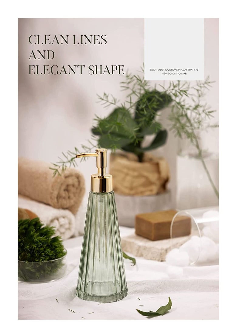 NIBEMINENT Vintage Elegant Glass Soap Dispenser Liquid Sanitizer Shampoo Bottle with Pump, Rustic Farmhouse Decor Crystal Hand for Kitchen Sink Bathroom Accessories - Image 2