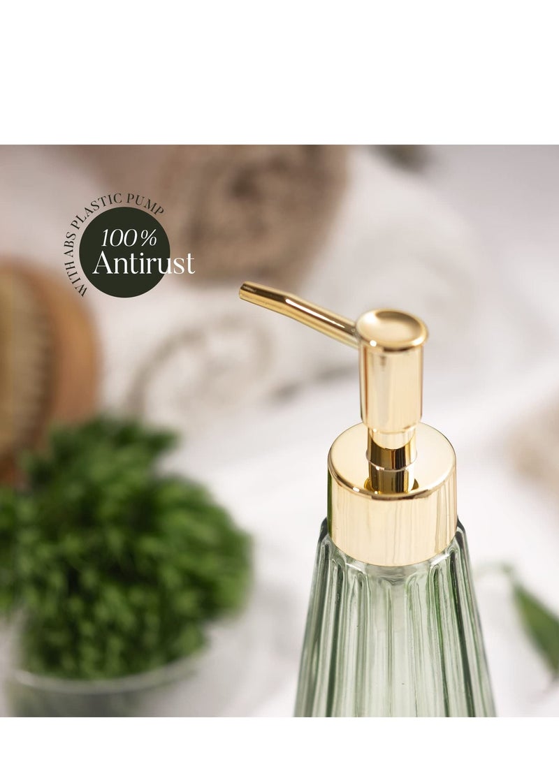 NIBEMINENT Vintage Elegant Glass Soap Dispenser Liquid Sanitizer Shampoo Bottle with Pump, Rustic Farmhouse Decor Crystal Hand for Kitchen Sink Bathroom Accessories - Image 3