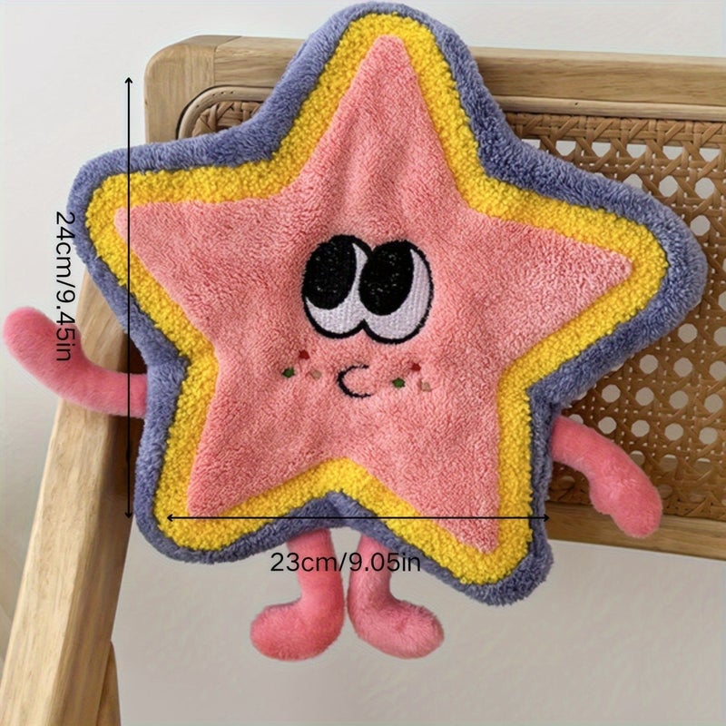 Green Star Shaped Washcloth Polyester Cartoon Design For Kitchen Bathroom Hand Wash - Image 4
