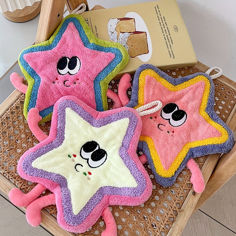 Green Star Shaped Washcloth Polyester Cartoon Design For Kitchen Bathroom Hand Wash - Image 3