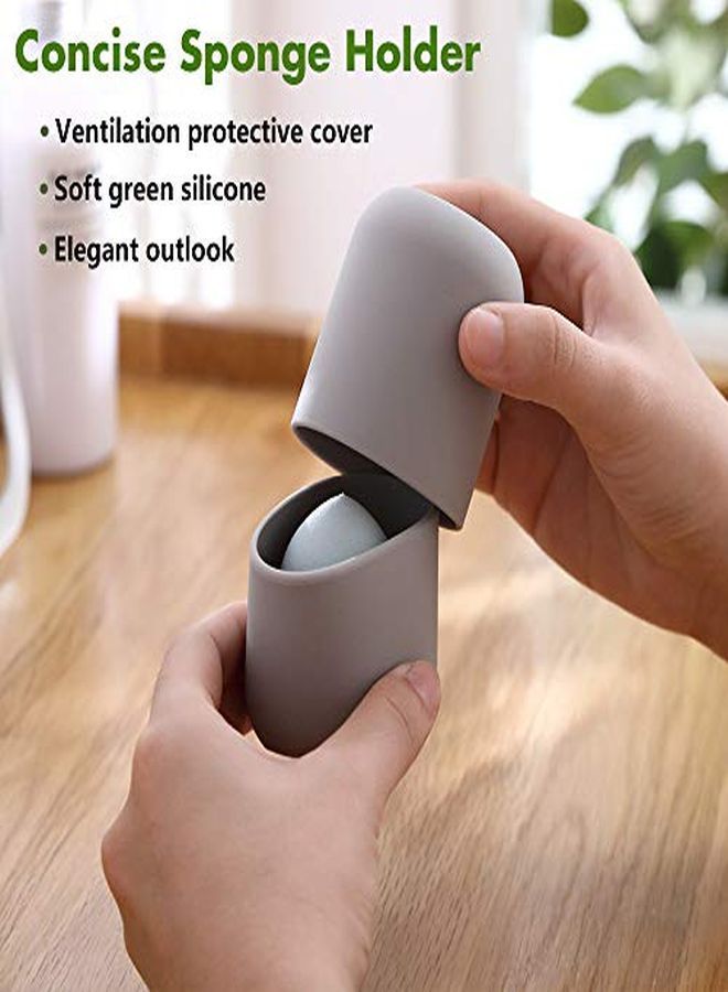 BEZOX Makeup Sponge Holder, Cosmetic Blender Silicon Travel Case, Make-Up Face Sponge Container (Blender Not Included) - Grey - Image 2