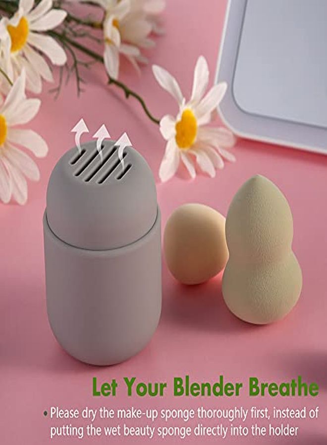 BEZOX Makeup Sponge Holder, Cosmetic Blender Silicon Travel Case, Make-Up Face Sponge Container (Blender Not Included) - Grey - Image 3