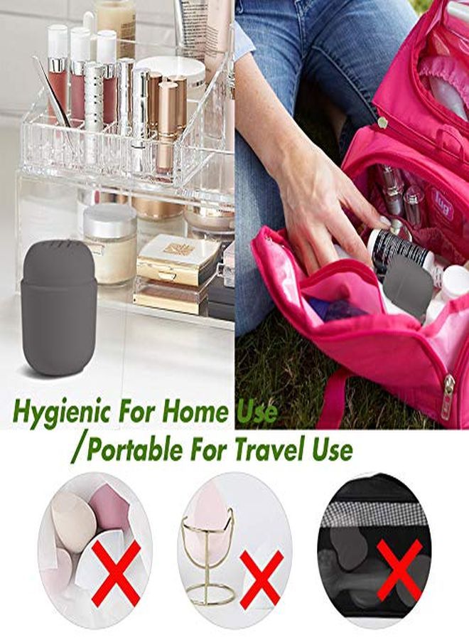 BEZOX Makeup Sponge Holder, Cosmetic Blender Silicon Travel Case, Make-Up Face Sponge Container (Blender Not Included) - Grey - Image 5