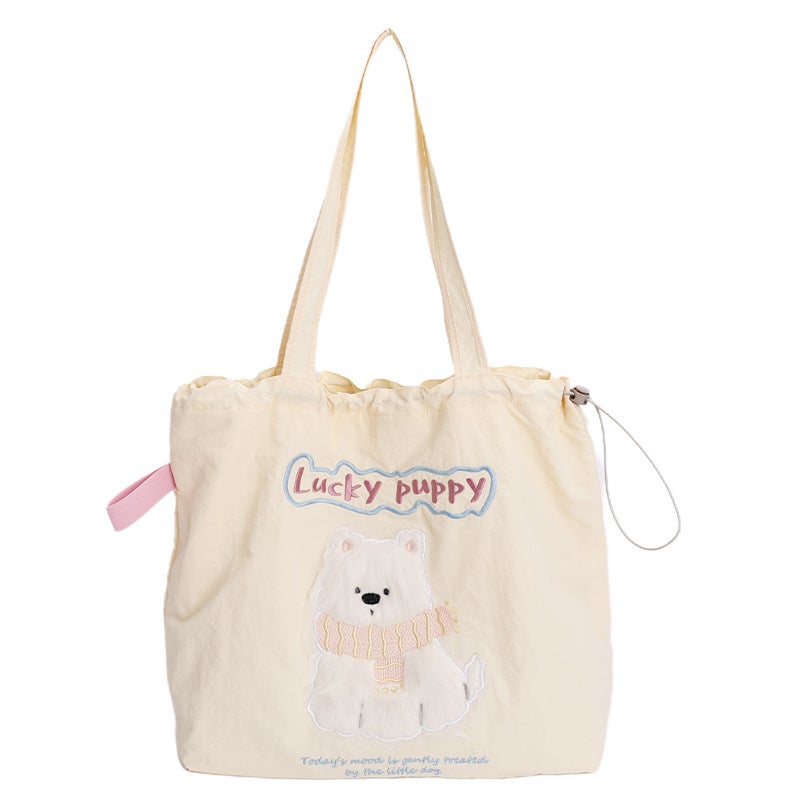 2025 Cute Cartoon Embroidered Drawstring Women's Shoulder Bag - Image 5