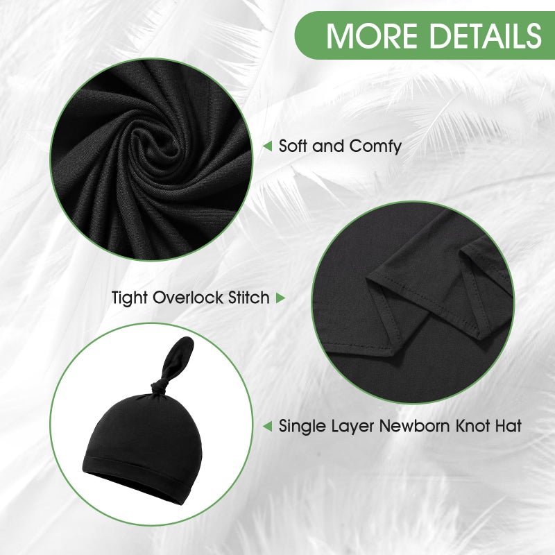 iEvolve Cotton Knitted Baby Swaddle Blanket with Hat Headband Set Newborn Swaddle Wrap Receiving Blankets for Baby Girl Boy 35" x 35"(Black) - Image 3