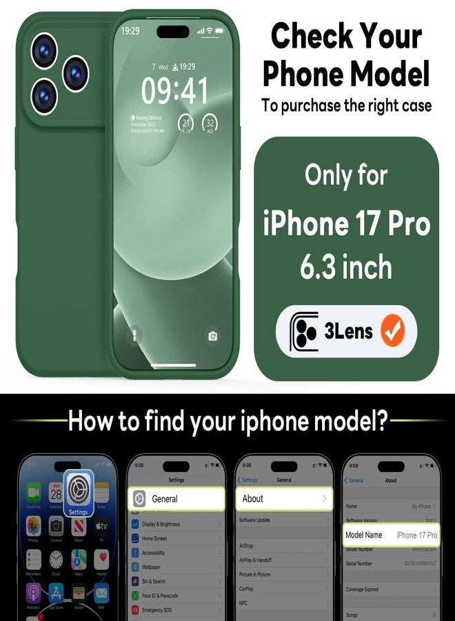 Vooii Magnetic Compatible with iPhone 17 Pro Case (Compatible with Magsafe) (Upgraded Camera Protection) Liquid Silicone Shockproof Full Body Protective Phone Cover for Women Men, Green, 6.3” - Image 2