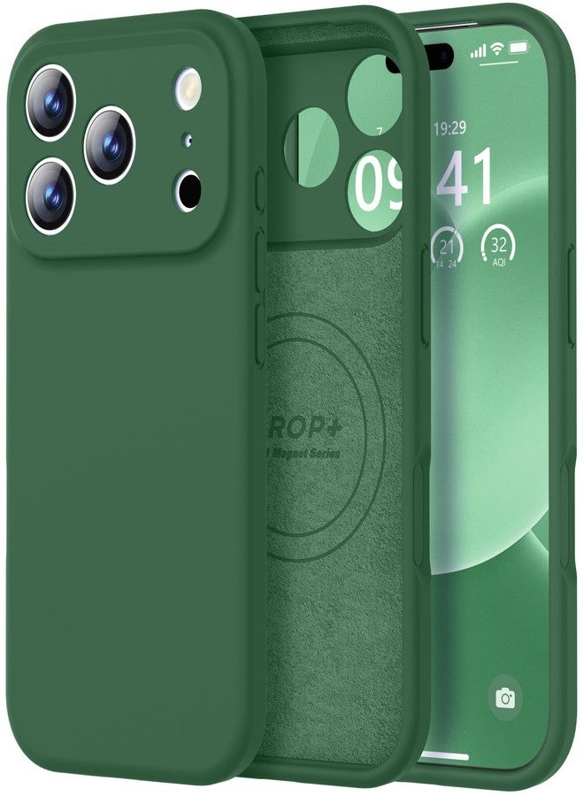 Vooii Magnetic Compatible with iPhone 17 Pro Case (Compatible with Magsafe) (Upgraded Camera Protection) Liquid Silicone Shockproof Full Body Protective Phone Cover for Women Men, Green, 6.3” - Image 1