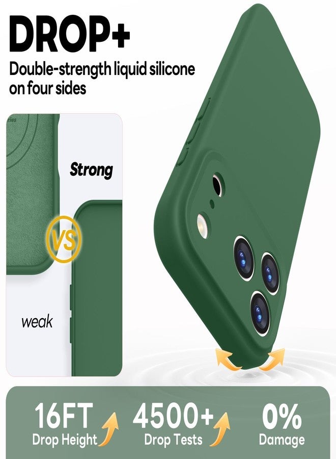 Vooii Magnetic Compatible with iPhone 17 Pro Case (Compatible with Magsafe) (Upgraded Camera Protection) Liquid Silicone Shockproof Full Body Protective Phone Cover for Women Men, Green, 6.3” - Image 4