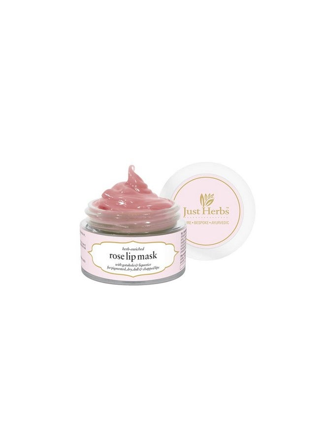 Just Herbs Ayurvedic Rose Lip Mask, Balm For Dark, Dry & Pigmented Lips - Vegan Lip Mask For Men & Women 15Gm  - Image 1