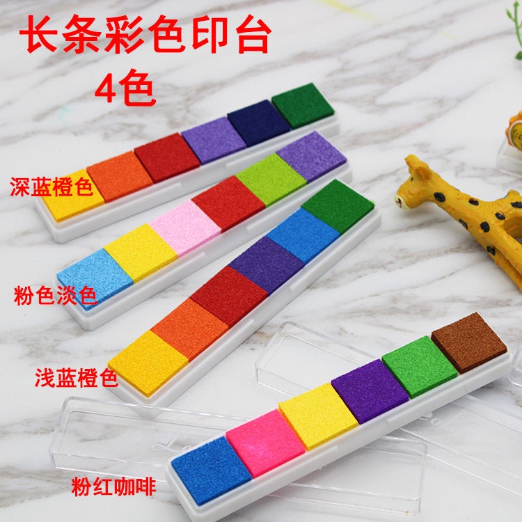 6 Color Long Strip Gradient Colorful Small Inkpad Children'S Fingerprint Color Inkpad Rubber Stamp Fingerprint Painting Diy Printing Table - Image 4