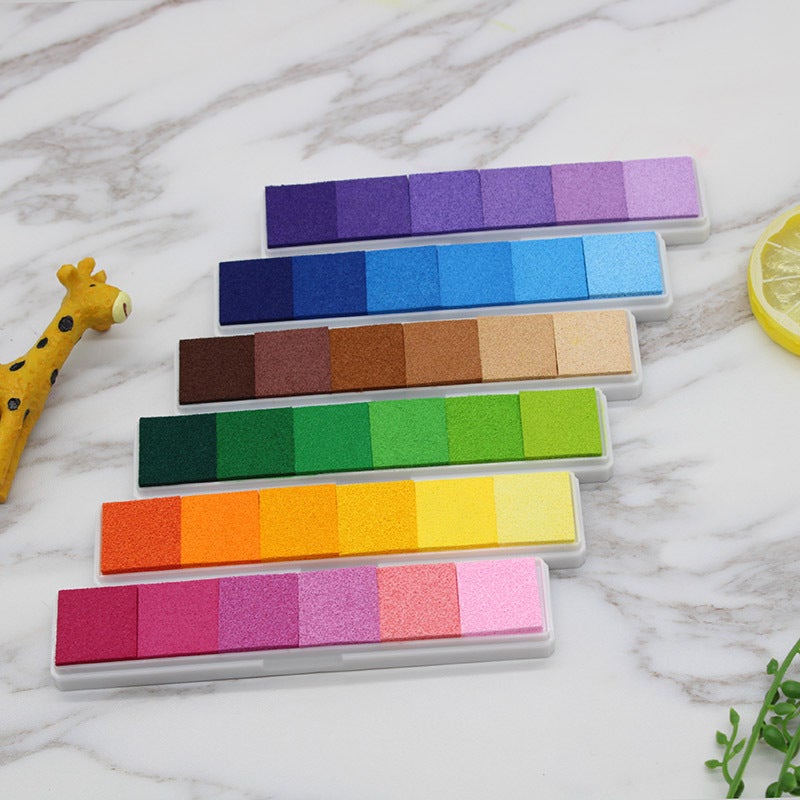 6 Color Long Strip Gradient Colorful Small Inkpad Children'S Fingerprint Color Inkpad Rubber Stamp Fingerprint Painting Diy Printing Table - Image 2