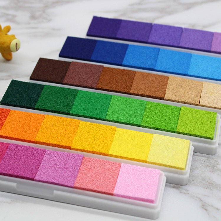 6 Color Long Strip Gradient Colorful Small Inkpad Children'S Fingerprint Color Inkpad Rubber Stamp Fingerprint Painting Diy Printing Table - Image 5