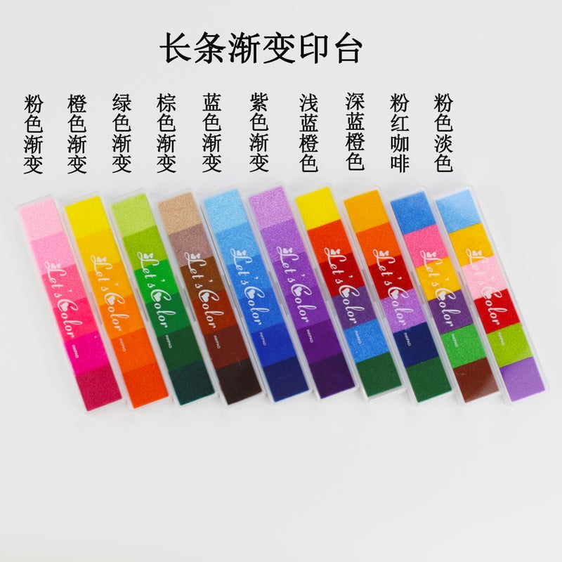 6 Color Long Strip Gradient Colorful Small Inkpad Children'S Fingerprint Color Inkpad Rubber Stamp Fingerprint Painting Diy Printing Table - Image 3