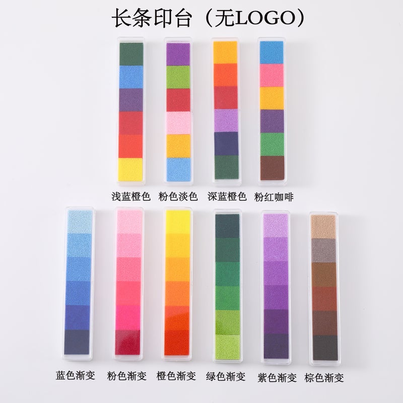 6 Color Long Strip Gradient Colorful Small Inkpad Children'S Fingerprint Color Inkpad Rubber Stamp Fingerprint Painting Diy Printing Table - Image 1