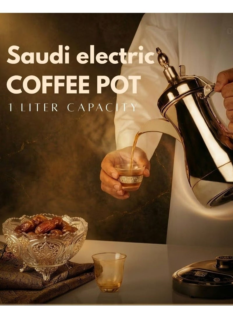PRIMO PLUS 1-liter electric Saudi coffee pot – made of stainless steel, precise temperature control, indicator light, 1-liter electric Arabic coffee maker, silver - PR620 - Image 3