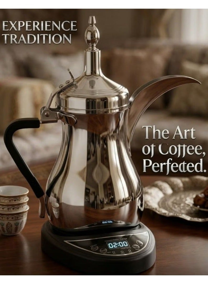PRIMO PLUS 1-liter electric Saudi coffee pot – made of stainless steel, precise temperature control, indicator light, 1-liter electric Arabic coffee maker, silver - PR620 - Image 4