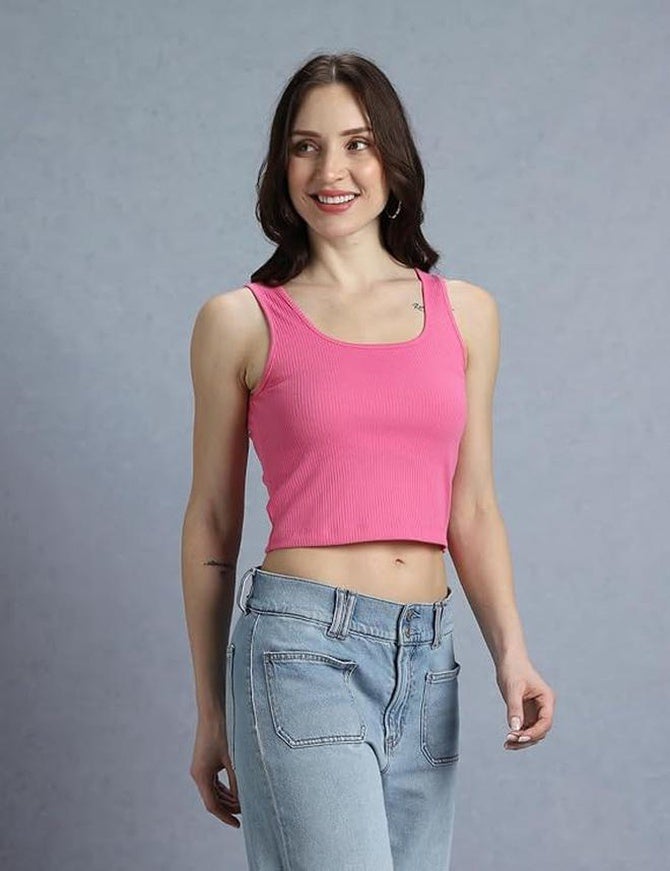 fyltr Women's Solid Sleeveless Ribbed Top - Scoop Neck | Tops for Women | Comfortable Fit - Image 4