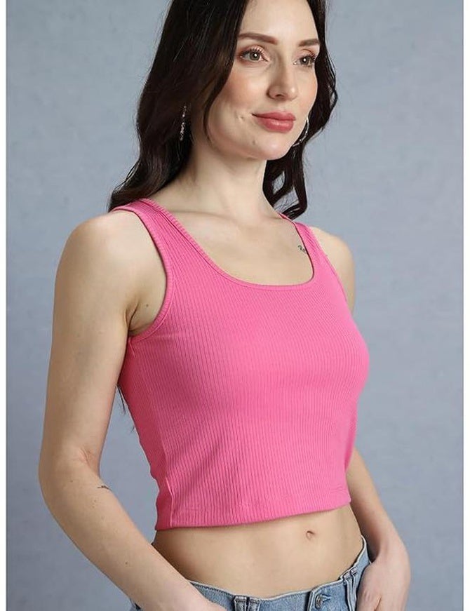 fyltr Women's Solid Sleeveless Ribbed Top - Scoop Neck | Tops for Women | Comfortable Fit - Image 3