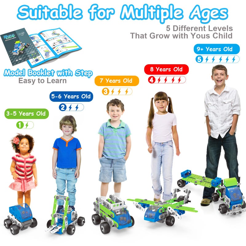 Tsomtto 18 in 1 STEM Toys for 4 5 6 7 8+ Year Old Boy Girl Birthday Gifts Educational Building Toys for Kids Ages 4-8 5-7 6-8 Build and Play Stem Activities Construction Toy for Boys 4-6 8-10 (Pull Back Cars) - Image 2