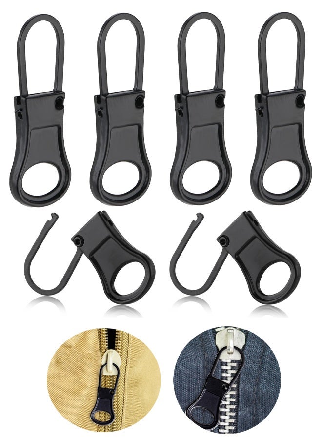 6 PCS Replacement Zipper Pull Tabs, Detachable Metal Extender and Repair Kit for Jackets, Jeans, Pants, Coat, Backpacks, Luggage, Suitcase, Purse - Image 1