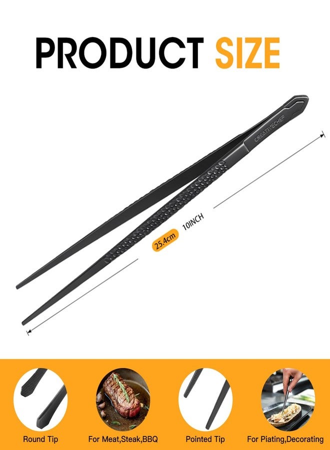 CREATIVECHEF ملقط طهي، ملقط طاهٍ قطعة واحدة، أداة تقديم طعام الطهاة، ملقط طعام 10 بوصة، متعدد الاستخدامات لجميع أنواع الطهي، شرائح اللحم، التقديم، المعكرونة والعديد من السيناريوهات الأخرى (مجموعة من قطعة واحدة) - Image 3