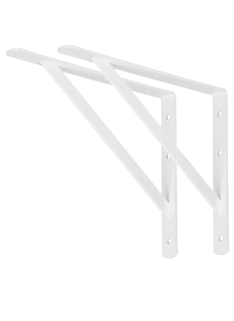 Rubik Shelf Bracket 2pcs (40.64 x 27.94 x 3cm), Heavy Duty Metal Soild Shelf Support Corner Brace Joint Right Angle Bracket (White, 16"x11")  - Image 1